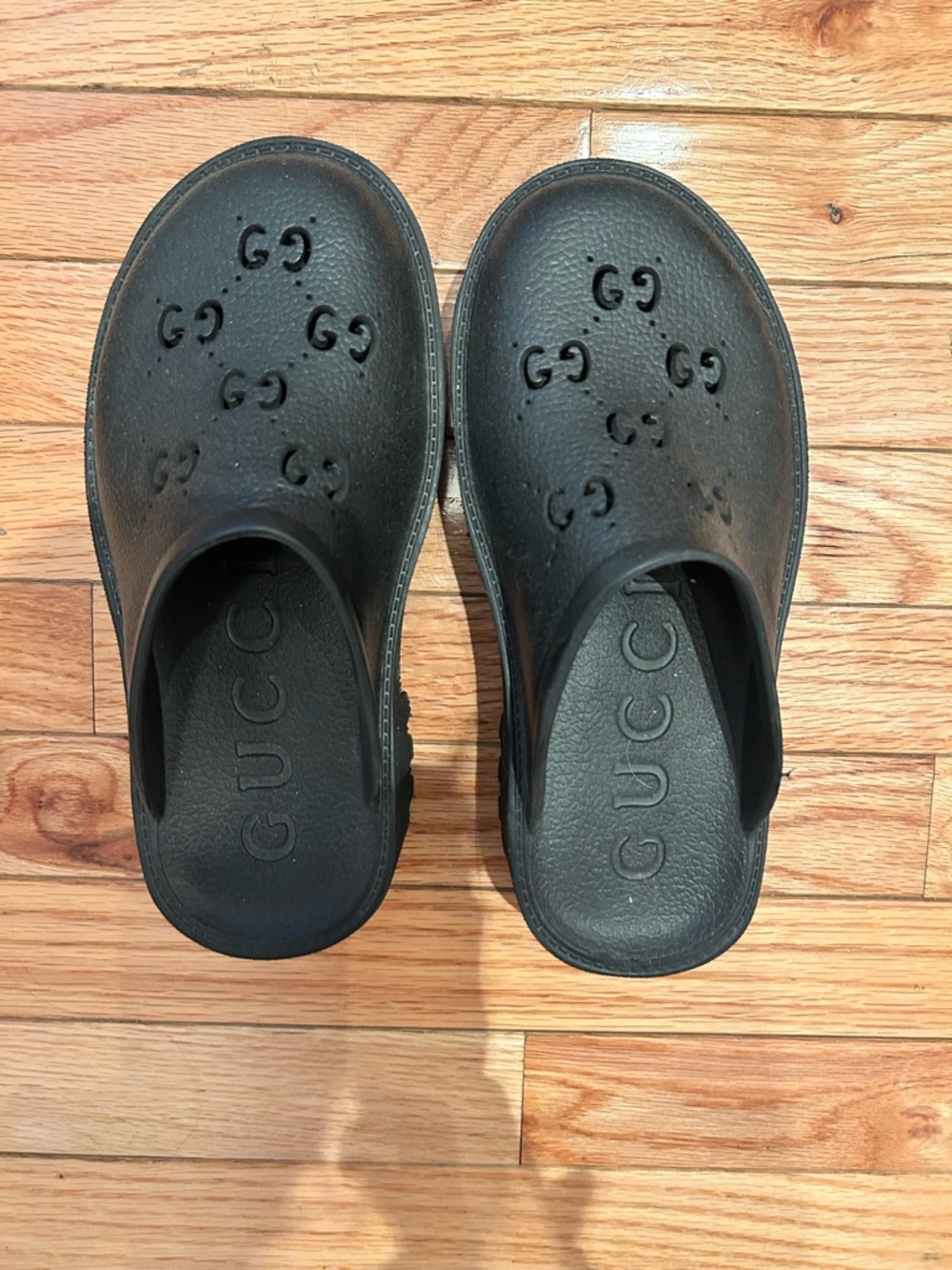 Gucci Black Perforated GG Slide Clogs